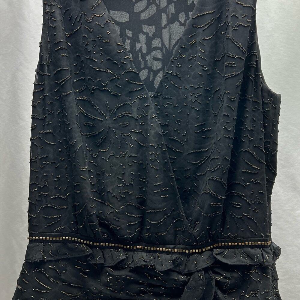 Ramy Brook New York Mini Dress Black Beaded Studded Ruched Women's Size S/M